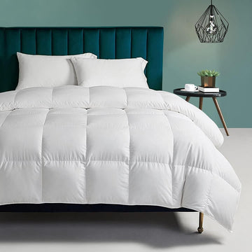 Organic Feathers Down Comforter Full, All Season Duvet Insert with 100% Organic Cotton Cover