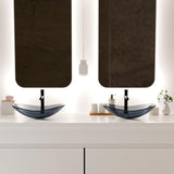 Vessel Sink Bathroom Sinks Tempered Glass Art Basin 20.8"x13.7" Oval Bowl Above Counter with Faucet and Pop-Up Drain