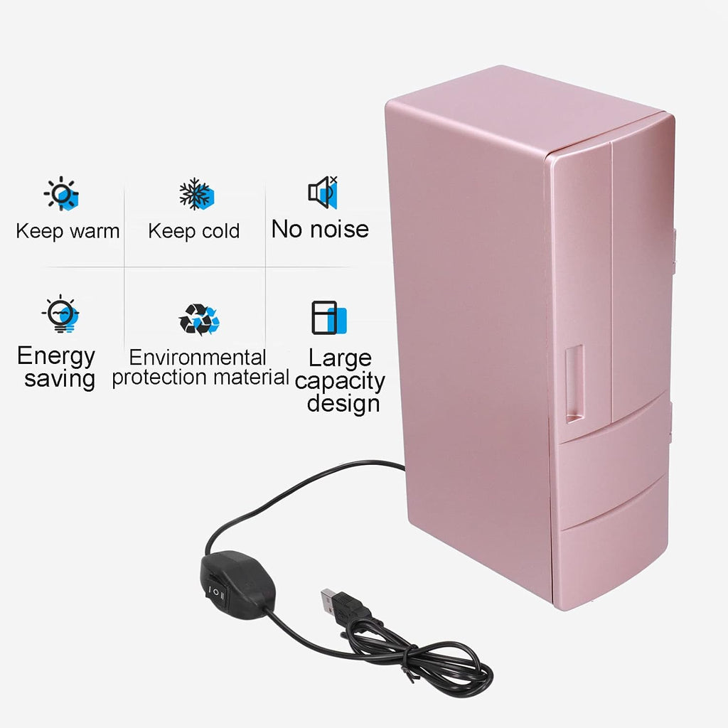 Portable Cooler & Warmer Mini Fridge - 4.7x3.3x9.8" Rose Gold Thermoelectric Mini Fridge for Skincare, Cosmetics