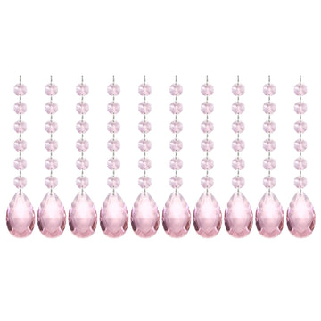 Teardrop Crystal Chandelier Pendants Beads, 10 Pack 165mm Length 38mm Chandelier Prisms Parts Ornaments Hanging Beads