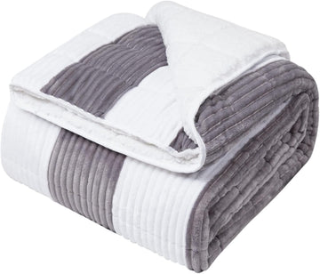 Sherpa Weighted Blanket for Adults 15lbs, 48"x72", Twin Full Size Fuzzy Heavy Throw Blanket for 140-160lbs