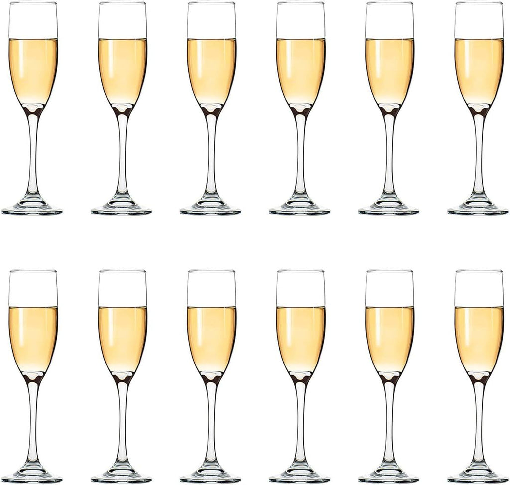 Classic Champagne Flutes, Set of 12, 6 Oz Premium Stemmed Champagne Glasses, Sparkling Wine Glass