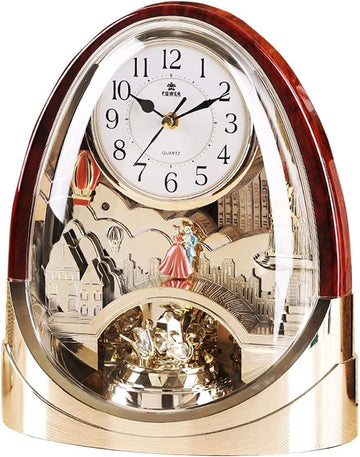Table Clock,Desk Clock, Crystal Bells Musical Motion Rotating Pendulum Mantel Clock,for Home, Hotel, Library or Church Decor,Great Gift...