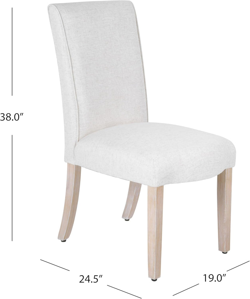 Scalloped Detail Dining Chair, Upholstered Parsons Dining Chairs, Decorative Home Furniture, Cream Textured Woven (Set