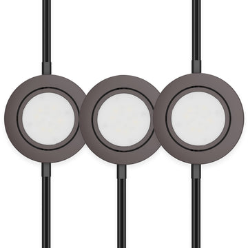 LED Puck Lights, 3-Pack, 2700K, Bronze