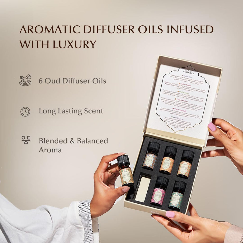 Oud Diffuser Oil Gift Set by | 6 Oud Essential Oils | Islamic Gifts