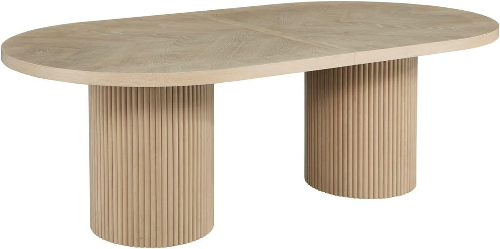 Dobby 90"-123" Extendable Oval Wooden Mid Century Modern Dining Table with Double Pedestal Base, Oval Dining Table