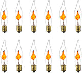 Petite Chandelier Flicker Flame Light Bulb Candelabra Base, Orange, for Holiday and Decorative Lighting, E12