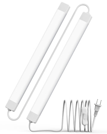 LED Under Cabinet Lighting, Plug-in Integrated 2-Bar Under Counter Lights with On Off Switch, 1400LM Bright Linked
