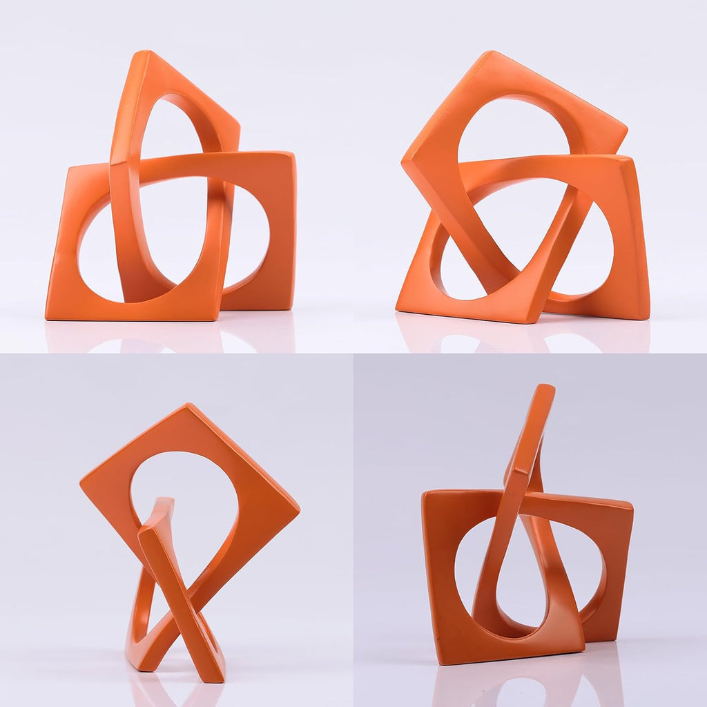 Geometric Cube Orange Knot Decorations, Geometric Sculptures, Modern Home Decorations Decor Accents, Dining Tables