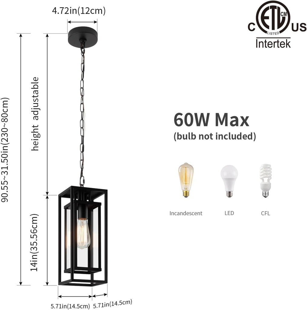 14" Outdoor Pendant Lights for Front Porch Hanging Lamps for House Outside Lighting Fixture for Patio Exterior