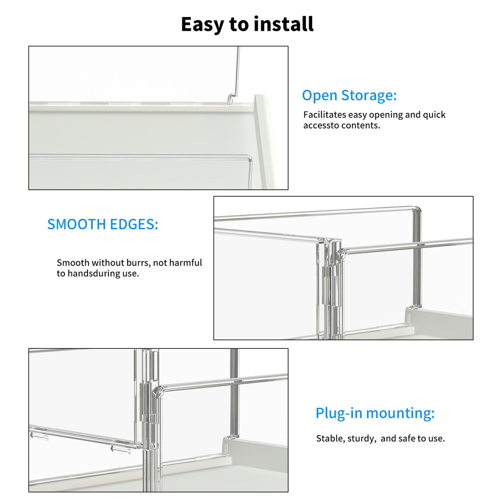 3 Pack Stackable Closet Organizers and Storage Shelves - Transparent Sweater Organizer for Closet, Bathroom, Kitchen