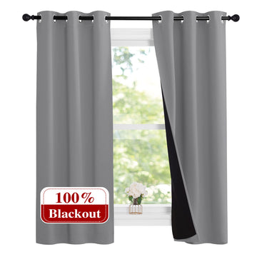 Noise and Lights Block Out Curtains, Thermal Insulated 100% Blackout 2-Layer Lined Drapes, Noise Cancellation Window