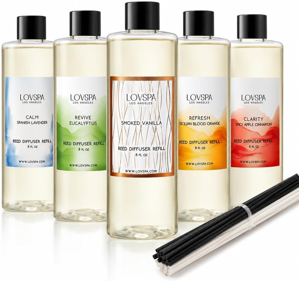 Reed Diffuser Refill Oil, Sage & Citrus 8 fl oz, Hotel Scent, Spa Aroma - Set of 8