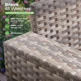 6-Piece Rattan Outdoor Patio Furniture Set - Conversation | Dark Grey for Backyard, Garden & Porch