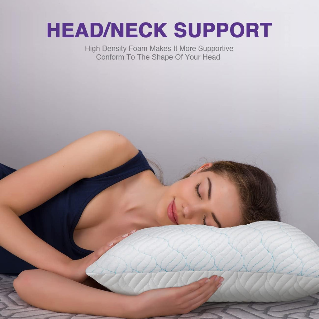 Cooling Shredded Memory Foam Pillows King Size 2 Pack | Neck comfort, firm support, odorless, cooling, customizable