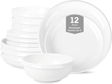 Verso 12-Piece Dinnerware Set Porcelain, White