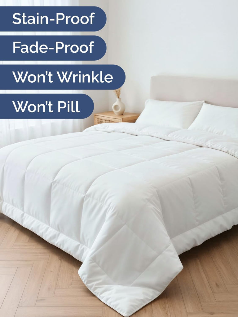 White Alternative Down Comforter - Warm, Lightweight & Breathable Hotel Quality Bedding Set for Men, Women