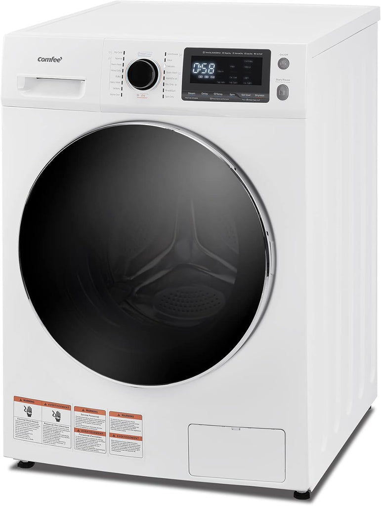24" Washer and Dryer Combo 2.7 cu.ft 26lbs Washing Machine Steam Care, Overnight Dry, No Shaking Front Load