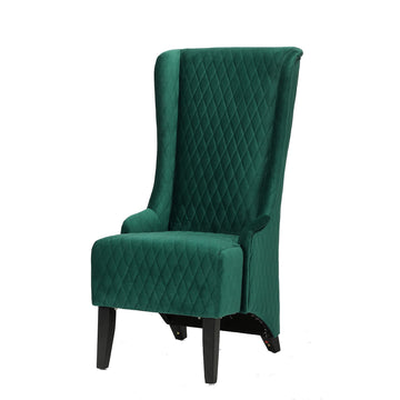 Velvet Modern Wingback Accent Chair, Green, Comfortable Fabric Covering, 20.5"W x 18.9"D x 46"H
