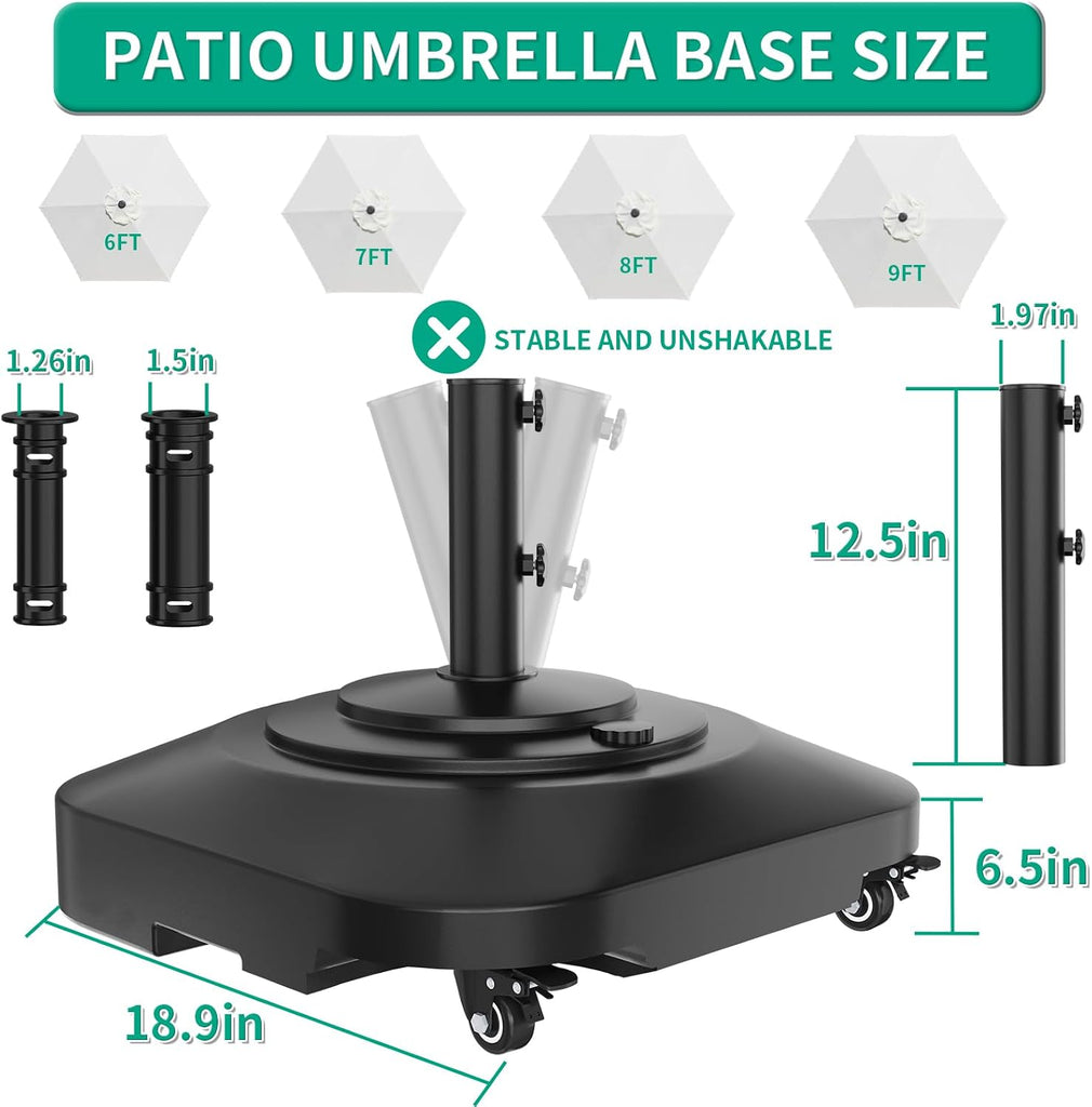 Umbrella Base with Wheels, Umbrella Stand Base Heavy Duty 100lb Windproof