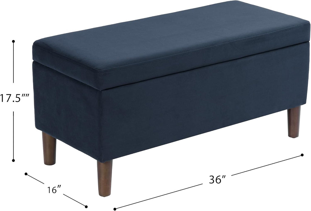 Malmo 36" Storage Bench - Blue Velvet