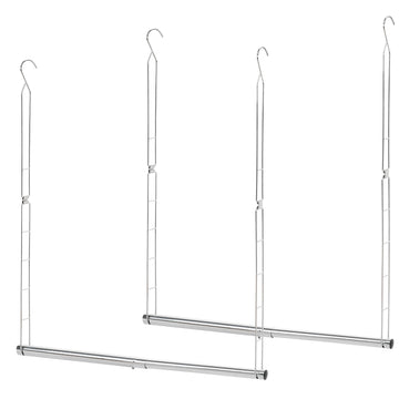 Hanging Closet Rod, Adjustable Width and Height Closet Hanging Organizer, Space-Saving Clothes Hanging Bar, Closet