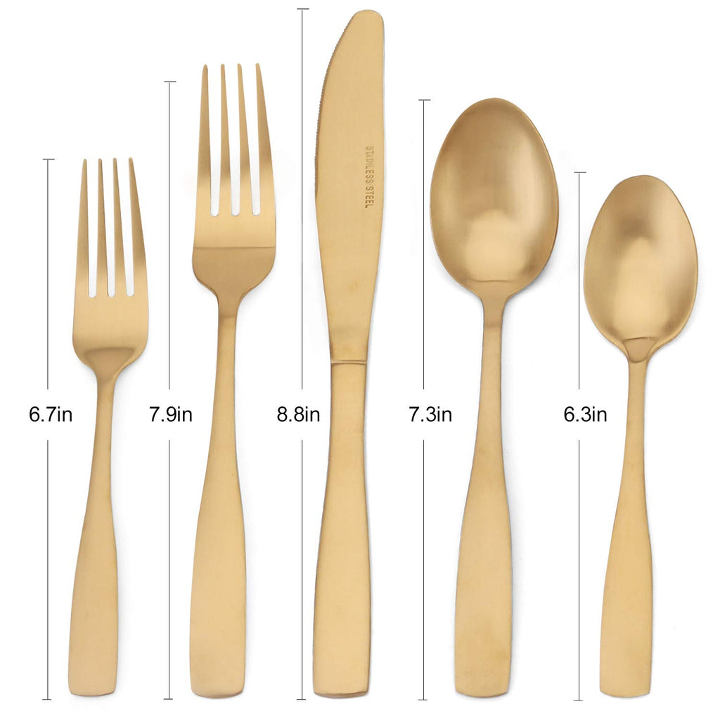 Matte Gold Silverware Set, 20-Piece Stainless Steel Flatware set, Tableware Cutlery Set Service for 4, Utensils s