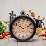 Retro Round Wall Clock Metal Vintage Antique Wall Clocks Battery Operated Old Design Style for Kitchen
