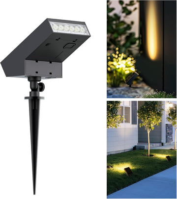 Solar Spot Light Outdoor,3000K Solar Yard Light, Metal Ground Spike | 4 Working Modes, 500LM Solar Lawn Light, IP65