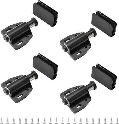 Glass Door Magnetic Catch Closures, 4 Set Push Open Single Glass Door Magnetic Touch Latchs with Adjustable Cabinet
