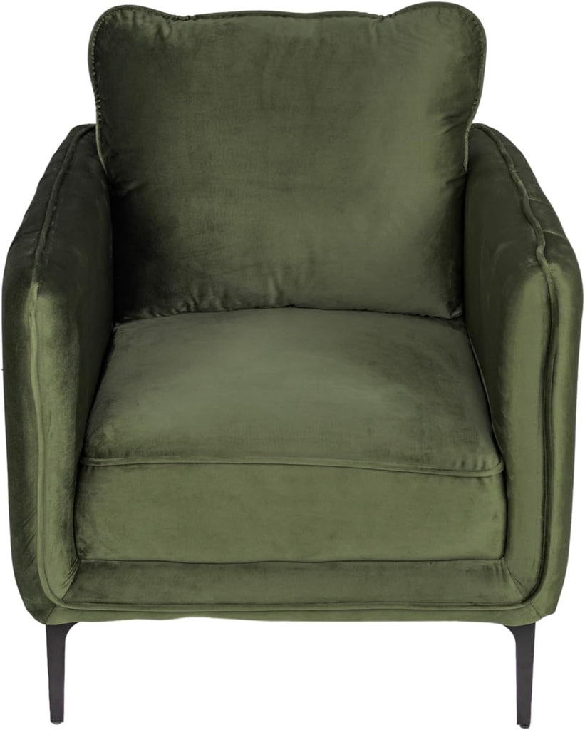 Modern Velvet Upholstered Accent Chair in Dark Green