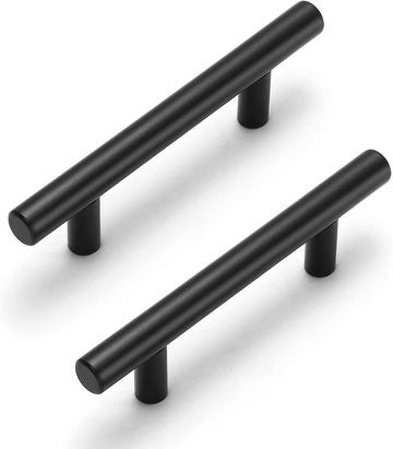 30 Pack Cabinet Handles Matte Black Cabinet Pulls with 3 Inch Hole Center, Stainless Steel Kitchen Cabinet Handles