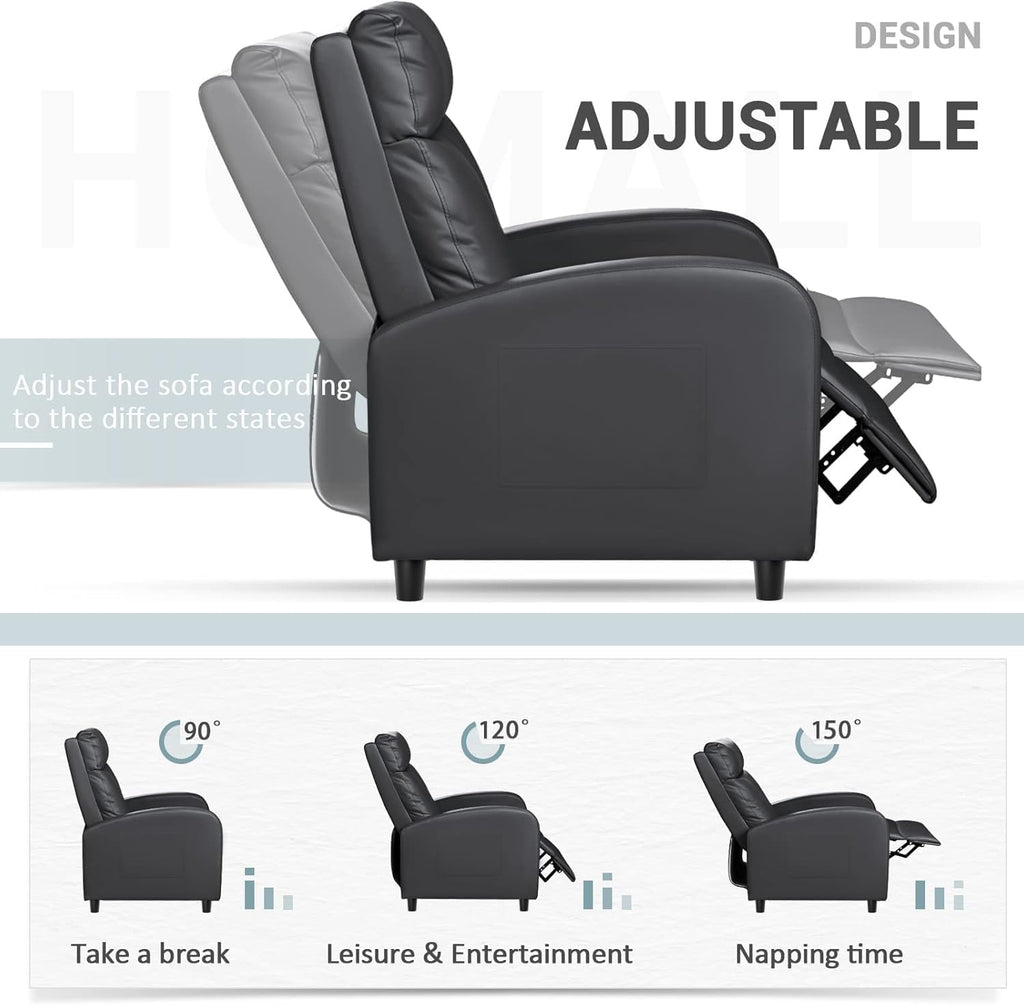 Recliner Chair, Recliner Sofa PU Leather for Adults, Recliners Home Theater Seating with Lumbar Support