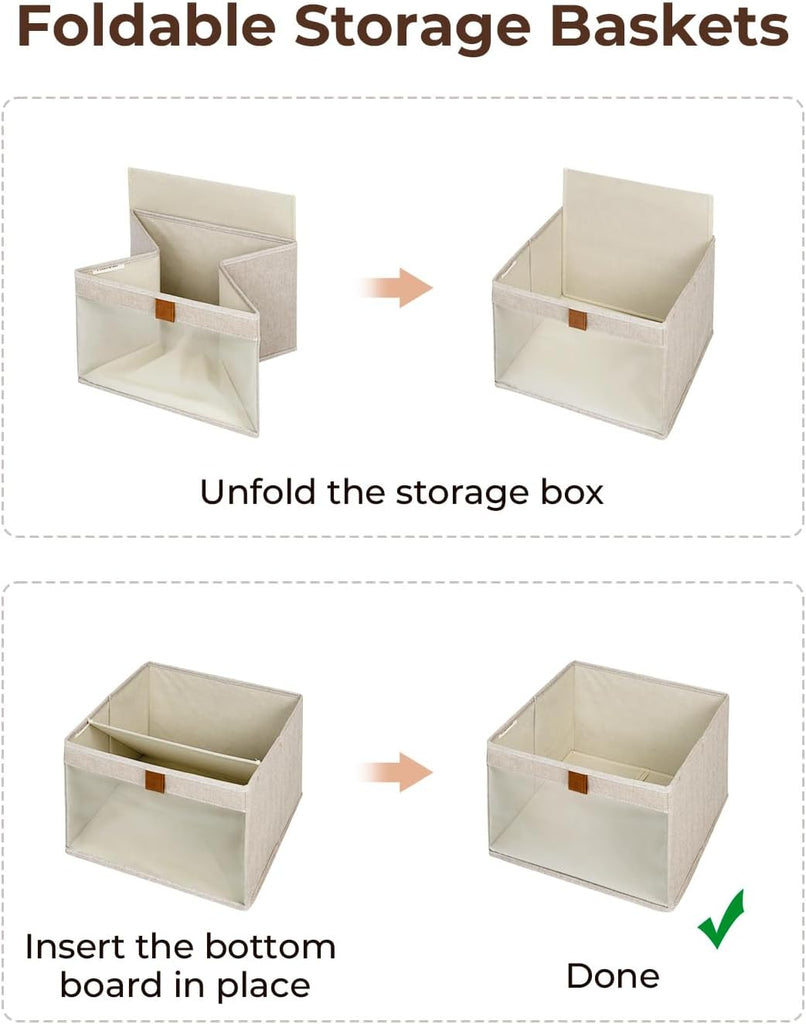 Closet Storage Bins, Large Storage Baskets with Clear Window and Handles, Foldable Fabric Organizer for Clothes