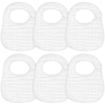 Muslin Baby Bibs, 6 Pack Soft Cotton Baby Bandana Drool Bibs for Boys Girls Teething and Drooling, White