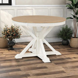 Extendable Round Dining Table for 4-8, Farmhouse 42"-54'' Expandable Kitchen Table with Removable Leaf and Pedestal