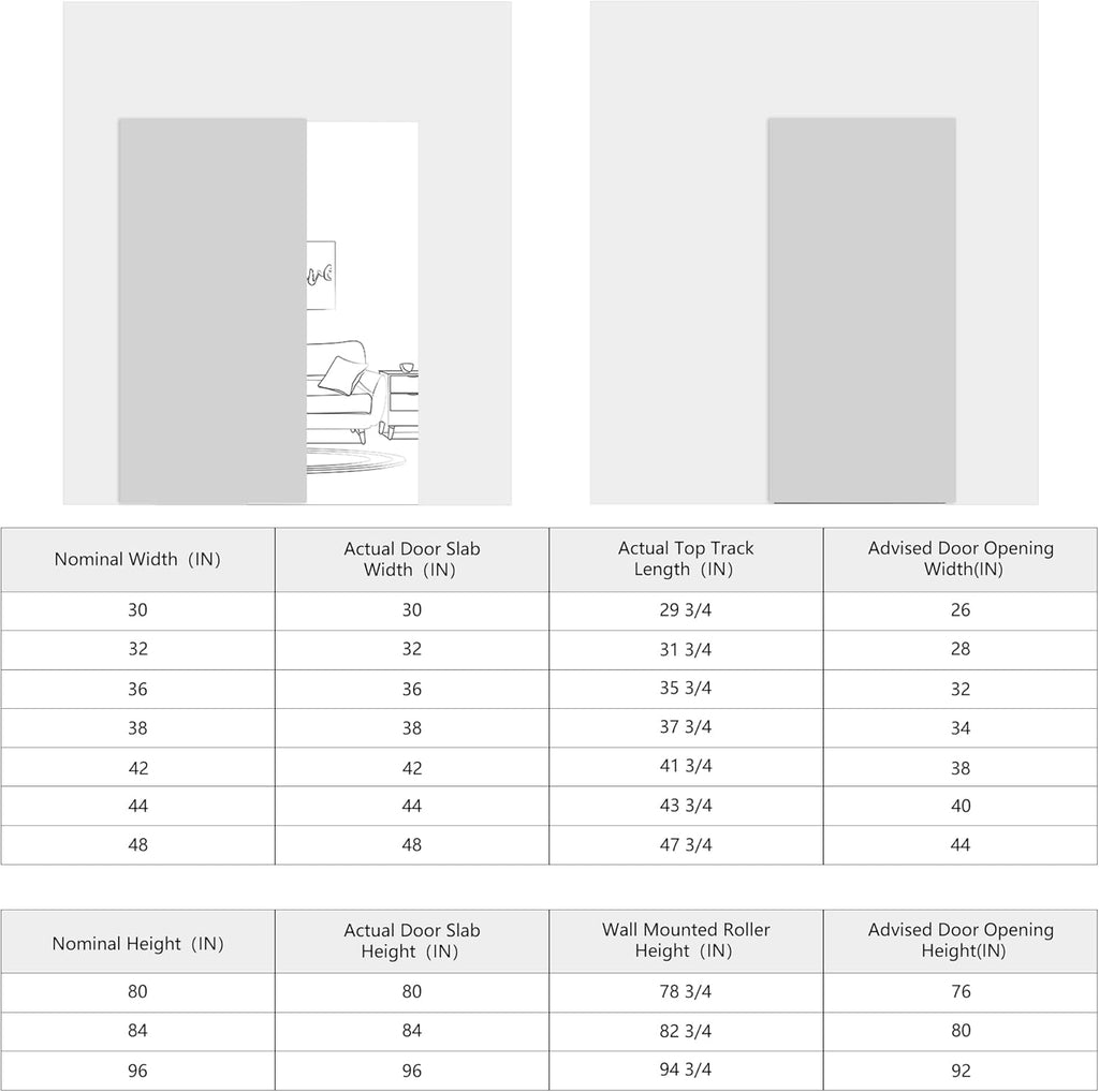 32"x86" Concealed Sliding Barn Door with Soft Close Hardware Kit, Black Hidden Door for Opening 24"-