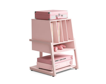 Record Player Stand with Storage for 120 Vinyl Records, Pink