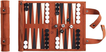 Travel Backgammon Set, Roll-Up Leather Board Game - Set of 500