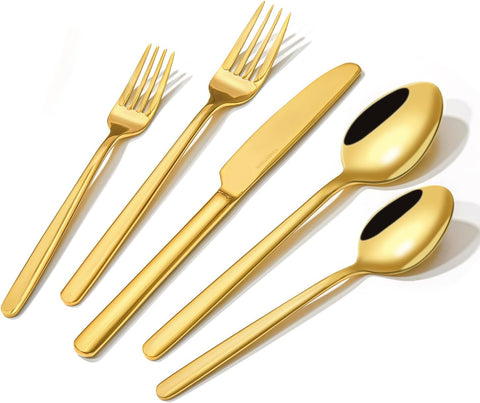 Gold Silverware Set, 40-Piece Flatware Cutlery Set for 8