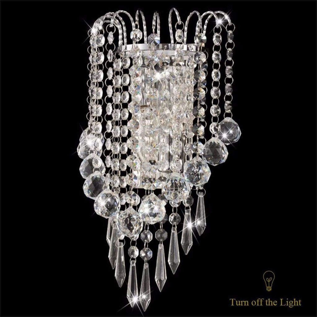 Crystal Wall Light with Crystal Balls Drops Decorative Chrome Modern Besides Wall Lamp Sconce E12*2 Lights for Home