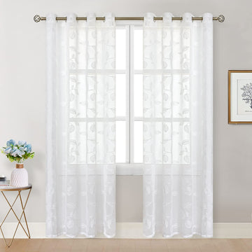 White Sheer Curtains 84 Inches Long 2 Panels
