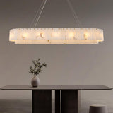 Alabaster Rectangular Chandelier for Dining Room, L54in Gold Large Chandeliers, Marble Modern Pendant Light Fixture for Living Room, Bedroom,Dining Table,Kitchen Island A125-B0DPFPYMFX