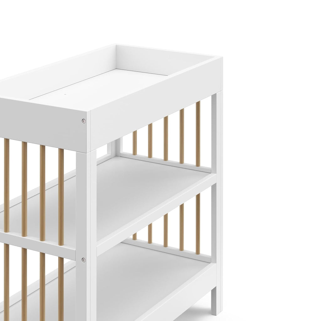 Changing Table with Changing Pad, White and Driftwood | GREENGUARD Gold Certified, Includes Bonus