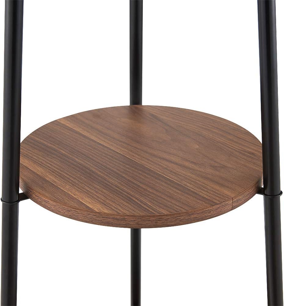 Floor Lamp, Standing Reading Light with Shelves and Fabric Shade, Modern Tall Pole Lamp