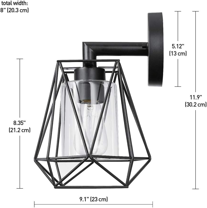 1-Light Outdoor/Indoor Wall Sconce, Black, Clear Glass Inner Shade 44300