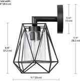Sansa 1-Light Outdoor/Indoor Wall Sconce, Black, Clear Glass Inner Shade 44300 A123-B07JGM6BJH