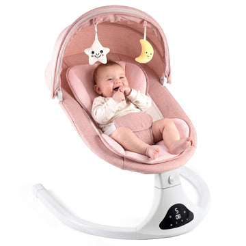 Electric Baby Swing with Remote Control,5 Speeds&Portable&Cozy(0,Pink)
