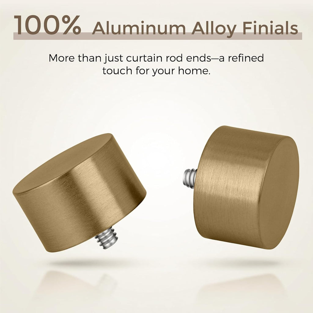 Warm Gold Curtain Rod, Heavy Duty Brass Curtain Rods for Window, 1" Diameter Adjustable Window